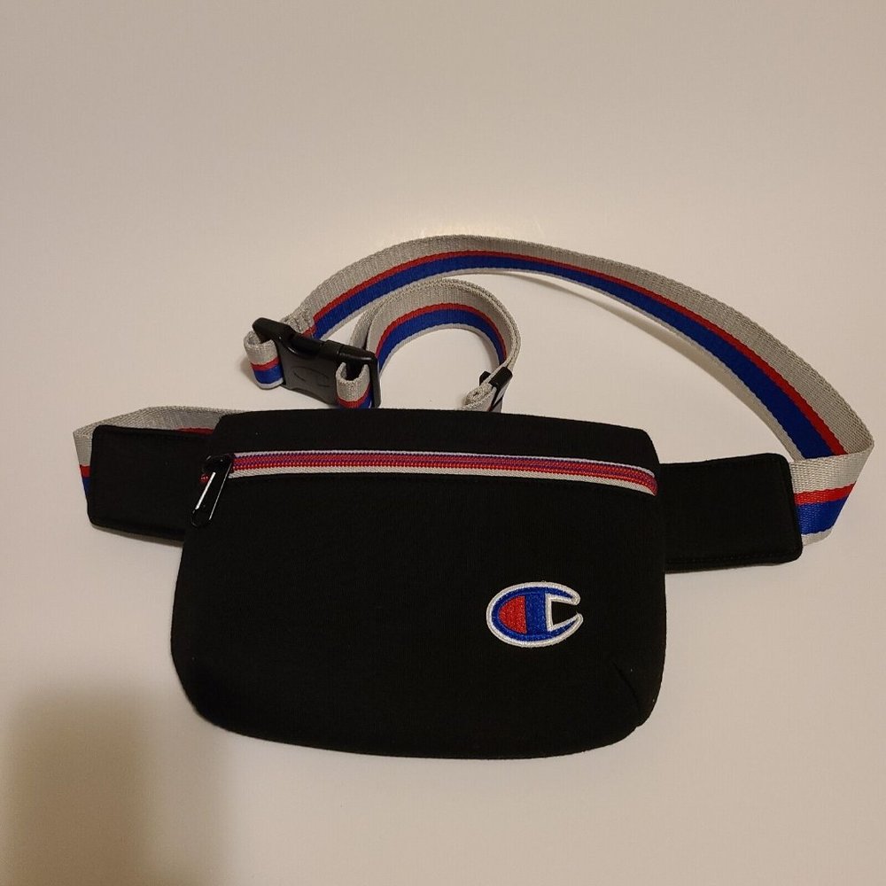Champion Waist Bag Black Fanny Pack Crossbody - Logo Black Neoprene